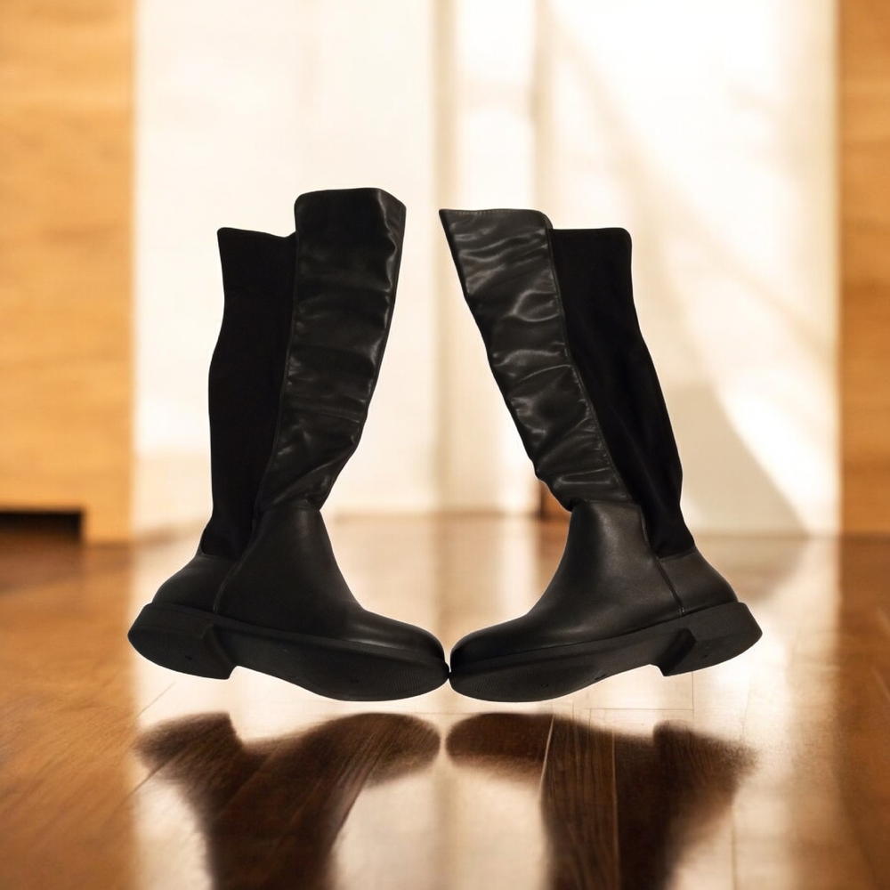 Wild Diva Black OTK Stretch Boots Ankle Zip Size 6